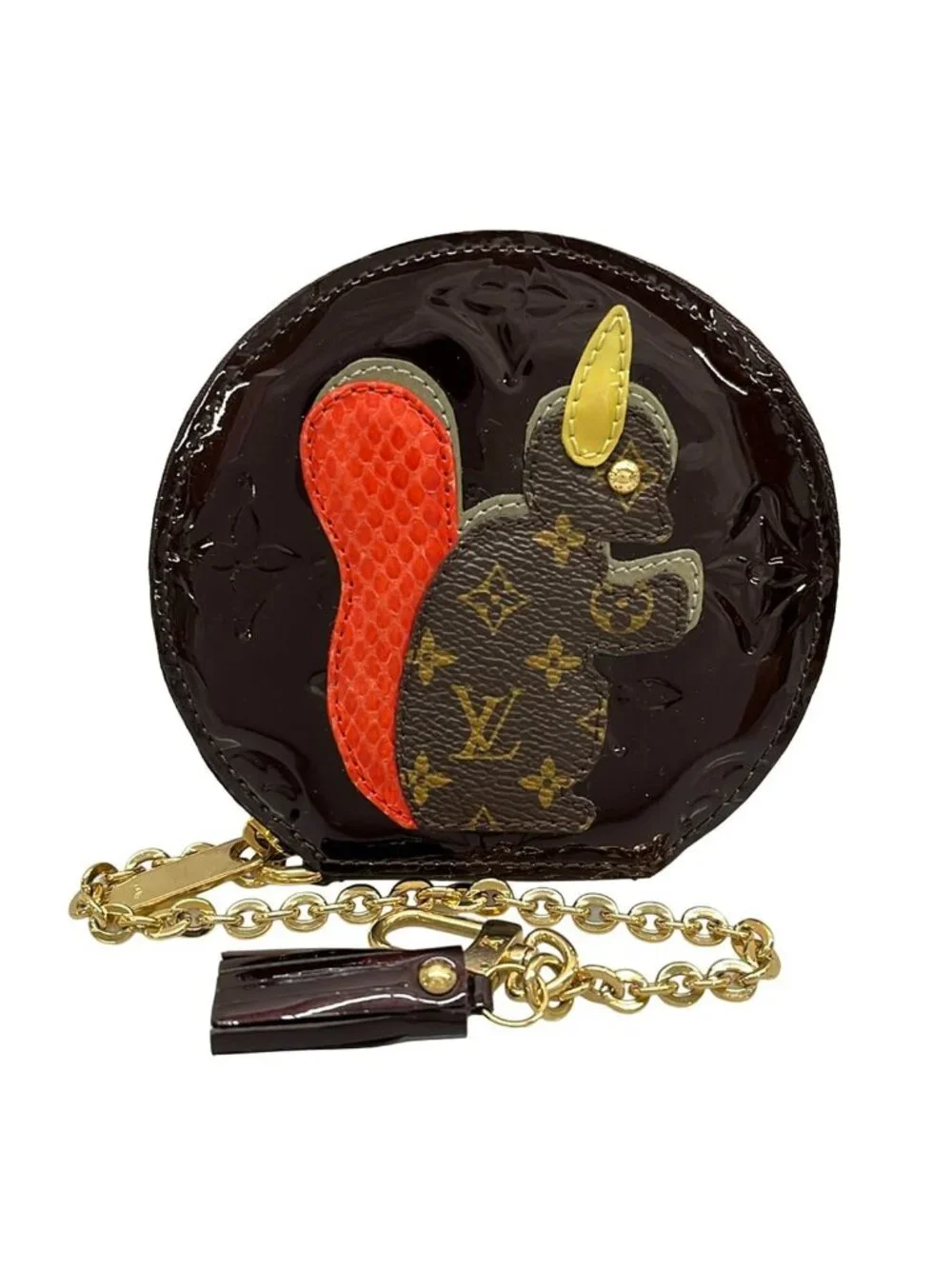 Louis Vuitton Coin Purse Monogram Vernis Port Monecruille Leather with Amarante